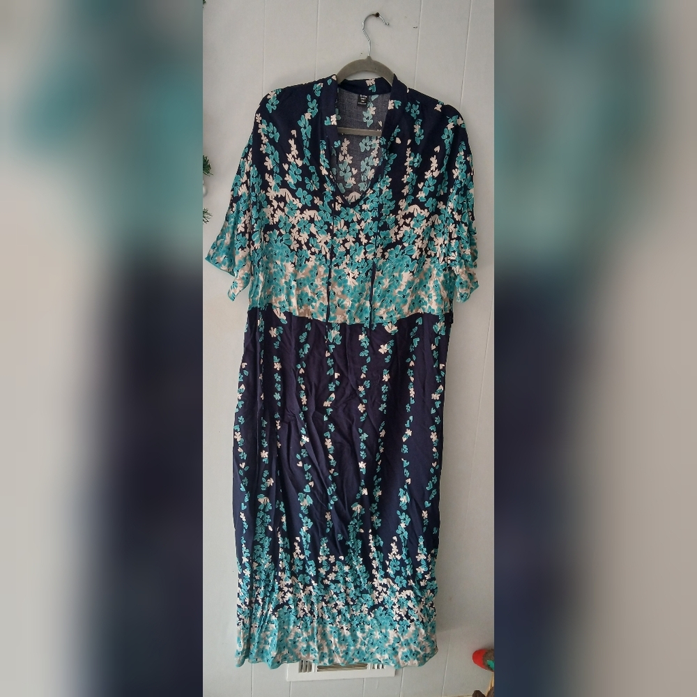 Floral Navy & Teal Maxi Dress